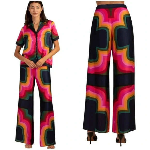 TRINA TURK Hansa Abstract Printed Wide Leg Women’s Dressy Pants Size 2 NEW - Picture 6 of 10